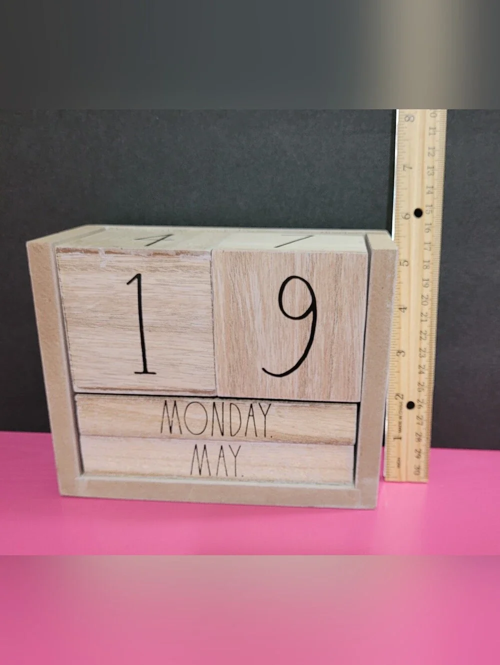 Rae Dunn Wooden Perpetual Desk Calendar - Natural (1221)